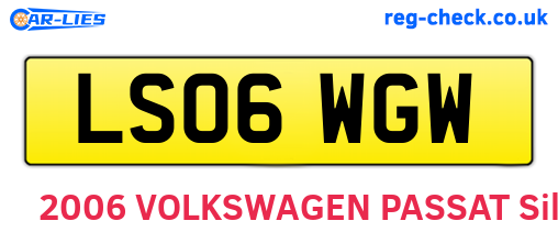 LS06WGW are the vehicle registration plates.
