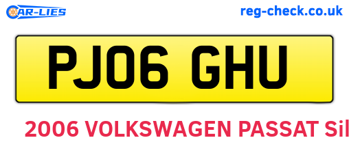 PJ06GHU are the vehicle registration plates.