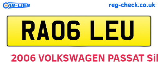 RA06LEU are the vehicle registration plates.
