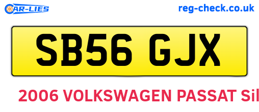 SB56GJX are the vehicle registration plates.