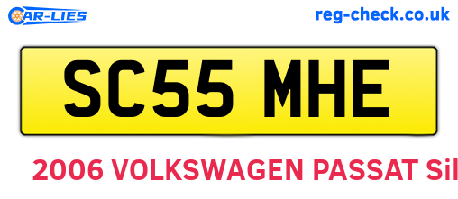 SC55MHE are the vehicle registration plates.