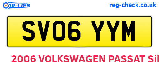 SV06YYM are the vehicle registration plates.