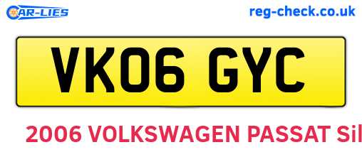 VK06GYC are the vehicle registration plates.