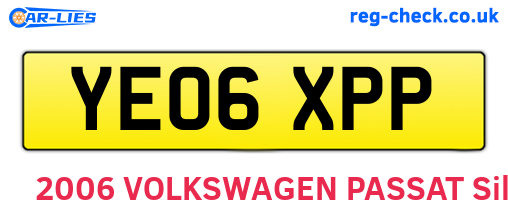 YE06XPP are the vehicle registration plates.
