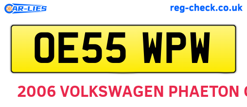 OE55WPW are the vehicle registration plates.