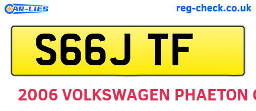 S66JTF are the vehicle registration plates.