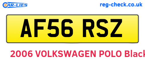 AF56RSZ are the vehicle registration plates.
