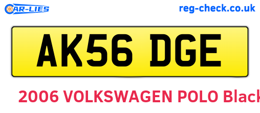 AK56DGE are the vehicle registration plates.