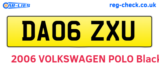 DA06ZXU are the vehicle registration plates.