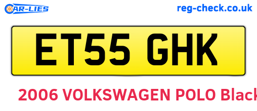 ET55GHK are the vehicle registration plates.