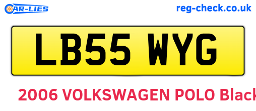 LB55WYG are the vehicle registration plates.