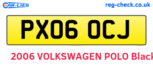 PX06OCJ are the vehicle registration plates.