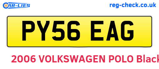 PY56EAG are the vehicle registration plates.