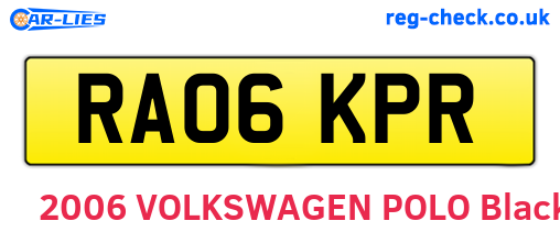 RA06KPR are the vehicle registration plates.