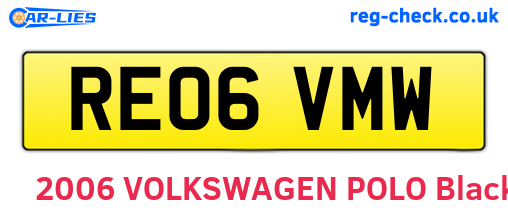 RE06VMW are the vehicle registration plates.