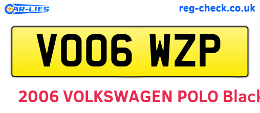 VO06WZP are the vehicle registration plates.