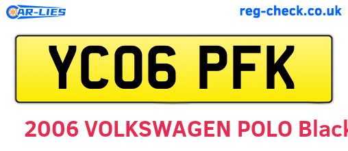 YC06PFK are the vehicle registration plates.