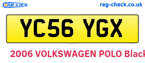 YC56YGX are the vehicle registration plates.
