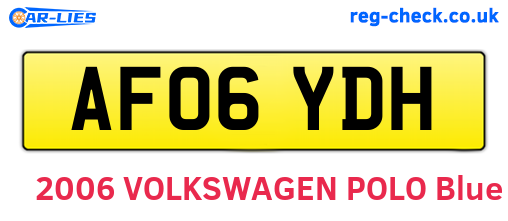 AF06YDH are the vehicle registration plates.
