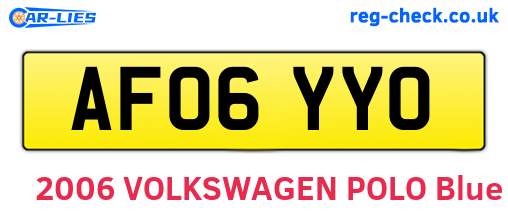 AF06YYO are the vehicle registration plates.