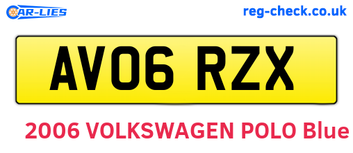 AV06RZX are the vehicle registration plates.