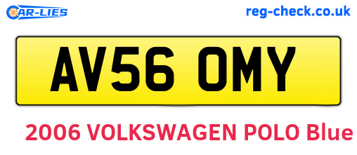 AV56OMY are the vehicle registration plates.