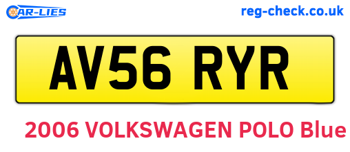 AV56RYR are the vehicle registration plates.