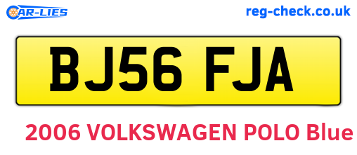 BJ56FJA are the vehicle registration plates.