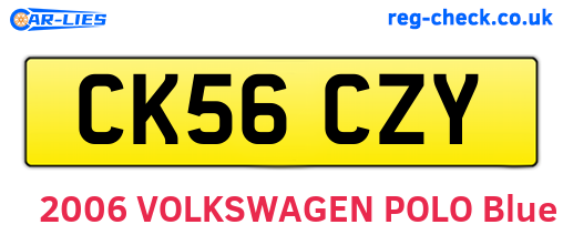 CK56CZY are the vehicle registration plates.