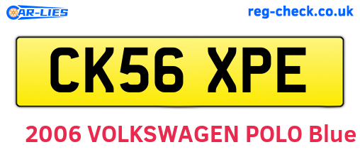 CK56XPE are the vehicle registration plates.