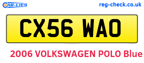 CX56WAO are the vehicle registration plates.
