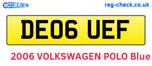 DE06UEF are the vehicle registration plates.