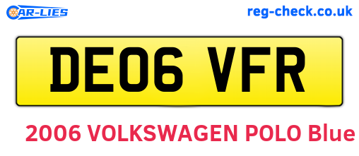 DE06VFR are the vehicle registration plates.