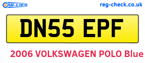 DN55EPF are the vehicle registration plates.