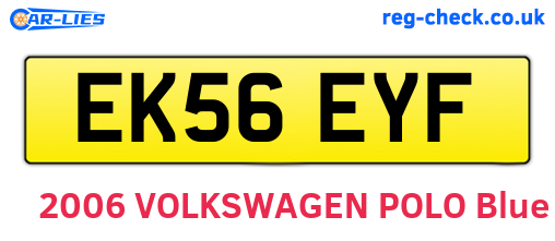 EK56EYF are the vehicle registration plates.
