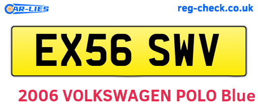 EX56SWV are the vehicle registration plates.