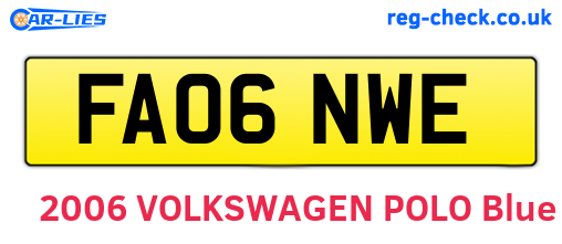 FA06NWE are the vehicle registration plates.
