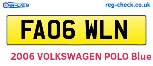 FA06WLN are the vehicle registration plates.
