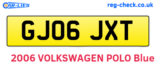 GJ06JXT are the vehicle registration plates.