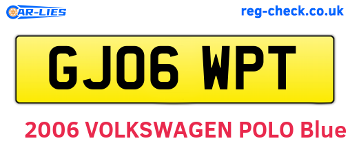GJ06WPT are the vehicle registration plates.