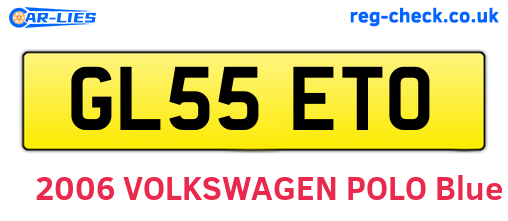 GL55ETO are the vehicle registration plates.
