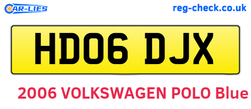 HD06DJX are the vehicle registration plates.