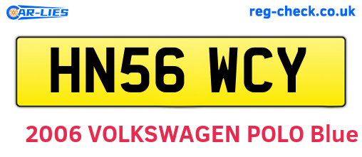 HN56WCY are the vehicle registration plates.