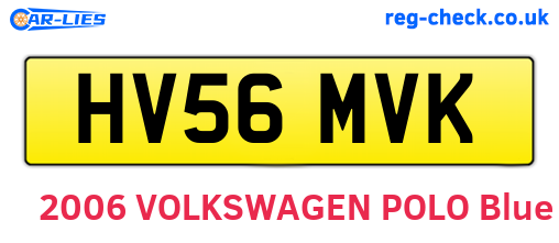 HV56MVK are the vehicle registration plates.