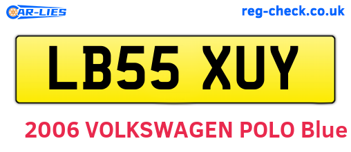 LB55XUY are the vehicle registration plates.