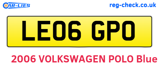 LE06GPO are the vehicle registration plates.
