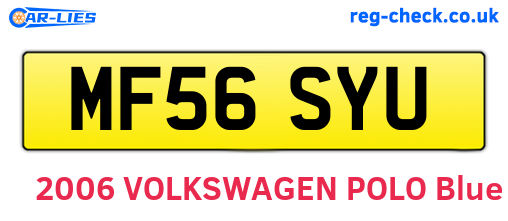 MF56SYU are the vehicle registration plates.
