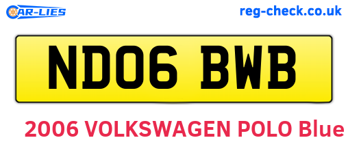 ND06BWB are the vehicle registration plates.