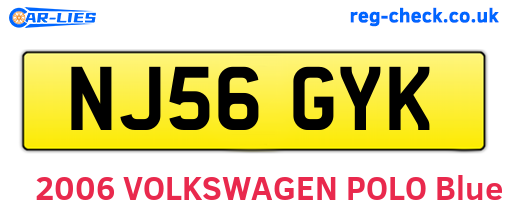 NJ56GYK are the vehicle registration plates.