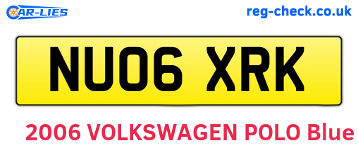 NU06XRK are the vehicle registration plates.